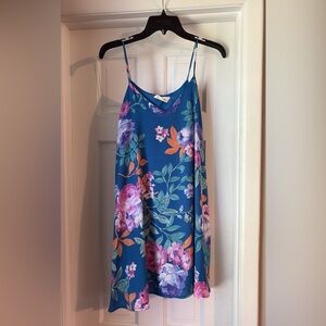 Floral Blue Sleeveless Dress